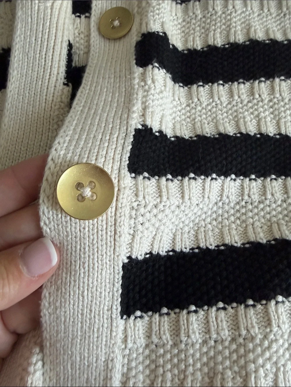 J.Jill Striped Black and Cream Women's Button-Up Sweater - Cardigan 3x